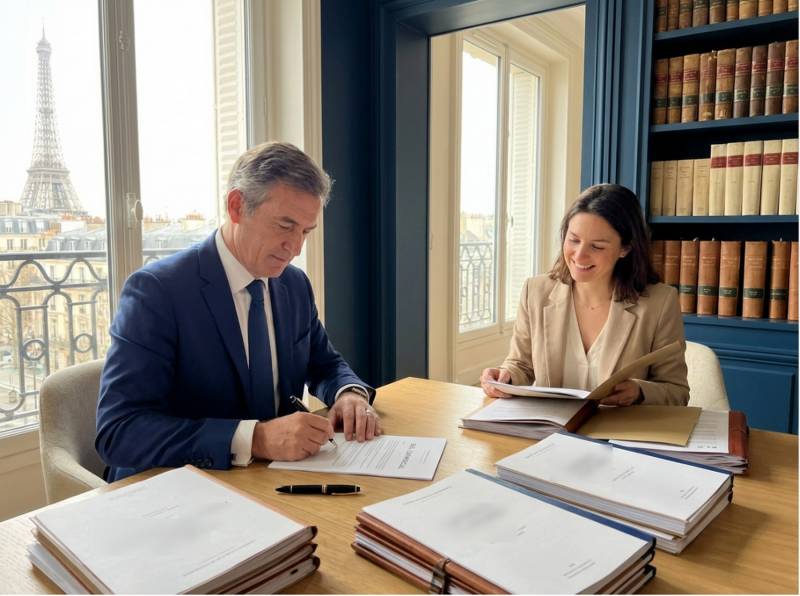 Avocat en droit commercial à Paris accompagnant un chef d'entreprise dans la signature d'un acte de cession de fonds de commerce – honoraires entre 3 et 5 % du prix de cession