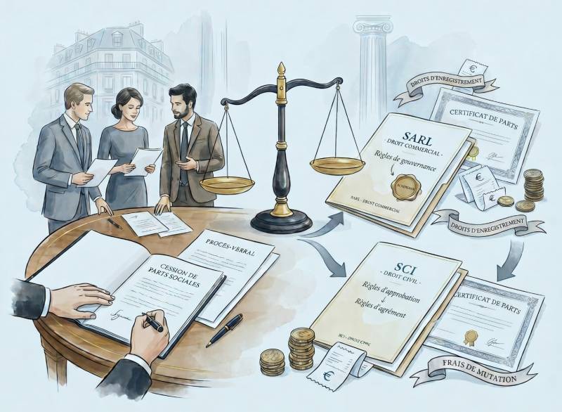 cession de parts en SARL et SCI : agrément des associés, formalisme juridique et droits d’enregistrement